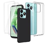 LYZXMY Cover per UMIDIGI G6 5G (6.57") Trasparente + Nero Custodia + [2 Pezzi] Pellicola Protettiva in Vetro Temperato - Morbido Silicone Protettivo TPU Case