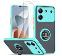 LYZXMY Cover per ZTE Blade A54 4G Blu con anello Stand Case+2 x protezione dello schermo in vetro temperato,PC +TPU antiurto antigraffio telefono Custodia Cover