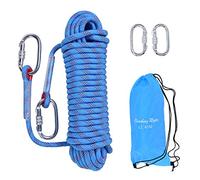 LZ.MZXU Corda da Arrampicata 20 Metri 10mm Corda per Arrampicata Corda di Sicurezza con 2 Moschettone Multifunzionale Corda per Alpinismo Campeggio Sportivo All'aperto(Blu)