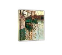 LZ6J8C9 Egon Schiele Stampe-Egon Schiele Quadri-Porto di Trieste-Espressionismo Astratto-Stampa su Tela con Telaio Decorazione da Parete 50x65cm(20x26in) Cornice champagne