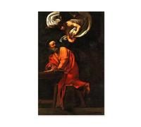 LZ6J8C9 Riproduzione Quadri Famosi Caravaggio-Caravaggio Quadri-St and the Angel-Stampe su Tela Caravaggio-Canvas Quadri Moderni Soggiorno 70x115 cm (28x45 pollici) Cornice champagne
