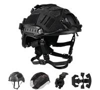 LZAQHMT Adjustable Tactical Helmet Set, With Battery Pouch, Helmet Cover Cloth＆ Lining For CS Airsoft Cosplay Military Hunting Gear(A)