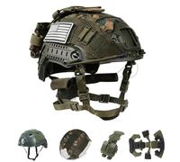 LZAQHMT Adjustable Tactical Helmet Set, With Battery Pouch, Helmet Cover Cloth＆ Lining For CS Airsoft Cosplay Military Hunting Gear(C)
