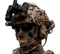 LZAQHMT Casco Tattico con Cuffie E Visore Notturno Modello con Visore Notturno Integrato Copricapo Mimetico in Rete Traspirante Regolabile, Luce Integrata nel Casco E Maschera Facciale