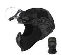 LZAQHMT Casco Tattico con Maschera da Softair E Occhiali Integrati Ribaltabili - Equipaggiamento Protettivo Regolabile per Caccia, CS, Paintball, Softair E Giochi di Guerra(OBK)