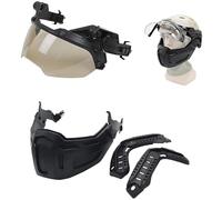 LZAQHMT Casco Tattico Fast 2 in 1 con Mezza Maschera Facciale con Occhiali Ribaltabili - Regolabile, Rimovibile E Traspirante Protezione per Il Viso per Softair, Caccia, Paintball E CS(B)