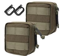 LZAQHMT Confezione da 2 Mini Marsupio Tattico edc Molle - 4x4 Marsupio GP con 4 Anelli A D E Tasca Trasparente Rimovibile per Documenti D'identità, Organizer Compatto Cintura(Ranger Green)