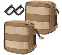 LZAQHMT Confezione da 2 Mini Marsupio Tattico edc Molle - 4x4 Marsupio GP con 4 Anelli A D E Tasca Trasparente Rimovibile per Documenti D'identità, Organizer Compatto Cintura(Coyote Brown)