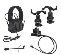 LZAQHMT Cuffie Tattiche con PTT U94 A 2 Pin Acquisizione Audio E Riduzione del Rumore - Adattatore per Casco Arc Rail per Softair, Caccia E Tiro, Protezione dell'Udito(Black)