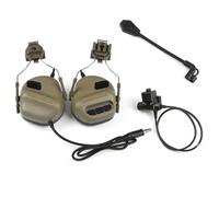 LZAQHMT Cuffie Tattiche Impermeabili con Cancellazione del Rumore con PTT U94 A 2 Pin E Microfono - Cuffie Antirumore per Caccia E Tiro con Amplificazione del Suono(Coyote Brown)