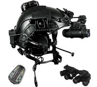 LZAQHMT Kit Completo per Casco Tattico Fast con Modello NVG, Cuffia E Luce di Segnalazione per Softair, Wargame, Caccia, Sport all'Aria Aperta(Matte Black)