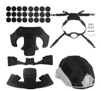 LZAQHMT Kit di Imbottitura per Casco Tattico Include Copricasco, Sistema di Sospensione Regolabile A 4 Punti, Cinturino Sottogola E Set Universale in Schiuma Eva(Matte Black)