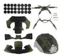 LZAQHMT Kit di Imbottitura per Casco Tattico Include Copricasco, Sistema di Sospensione Regolabile A 4 Punti, Cinturino Sottogola E Set Universale in Schiuma Eva(Ranger Green)