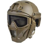 LZAQHMT Maschera Da Softair Con Casco Fast Protezione Tattica Resistente Con Occhiali Antiappannamento - Protezione Oculare Resistente Agli Urti Per Paintball, Caccia E Giochi Di Guerra(CB)