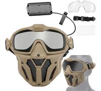 LZAQHMT Maschera Protettiva Tattica Integrale - Occhiali Protettivi Staccabili con Sistema di Ventilazione Antiappannamento per Accessori da Combattimento, Softair, Paintball E Wargame(Brown)