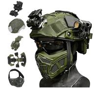 LZAQHMT Set 5 in 1 Aggiornato Casco Tattico da Softair Veloce con Mezza Maschera, Luce per Casco, Copricasco E Occhiali - Multifunzionale per Paintball, Cosplay Militare(Ranger Green)