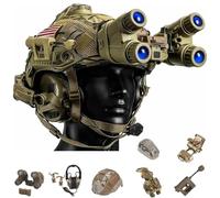 LZAQHMT Set Casco Airsoft Regolabile con Cuffie Antirumore, Copricasco, Modello con Visore Notturno E Staffa in Metallo - per Paintball, Cosplay E Wargame All'aperto(CB)