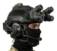 LZAQHMT Set Casco Airsoft Regolabile con Cuffie con Riduzione del Rumore E Microfono Integrato, Modello Visore Notturno GPNVG-18 Ribaltabile, Maschera Facciale Rete d'Acciaio per Paintball