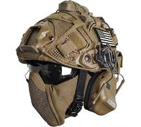 LZAQHMT Set Casco da Softair PJ Fast Regolabile - con Mezza Maschera in Rete Pieghevole, Copricasco E Tasca per Batteria - per Caccia, Paintball E Cosplay(CB)