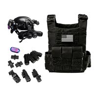 LZAQHMT Set Casco E Giubbotto Tattico per Bambini con Visore Notturno A 4 Occhi - Equipaggiamento Protettivo Leggero E Regolabile, Torcia E Supporto per Visore Notturno per Cosplay