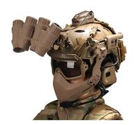 LZAQHMT Set Casco Regolabile Airsoft FAST - Con Modello Tattico GPNVG 18 Per Visione Notturna Cuffie Con Cancellazione Del Rumore Luce Per Casco A 4 Modalità Maschera Occhiali(TAN)