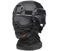 LZAQHMT Set Casco Tattico Airsoft MICH - Occhiali Regolabili Con Cinturino Elastico E Maschera Passamontagna Tattica | Attrezzatura Caccia Airsoft(BK)