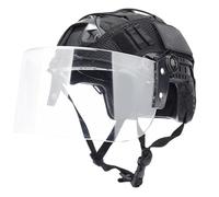 LZAQHMT Set Casco Tattico Con Occhiali Antisommossa PC E Telo Copricasco Per Softair, Paintball, Tiro E Pattuglia(BLACK)
