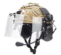 LZAQHMT Set Casco Tattico Con Occhiali Antisommossa Per PC Cuffie Per Comunicazione Telo Copricasco Per Softair, Paintball E Wargame(Cb)