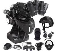 LZAQHMT Set Casco Tattico Con Occhiali E Maschera Facciale - Equipaggiamento Protettivo Militare Regolabile For Caccia All'aperto, Softair E Addestramento Al Tiro