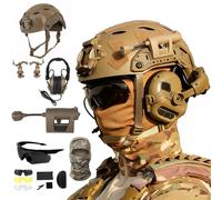 LZAQHMT Set Casco Tattico Da Paintball FAST - Cuffia Tattica, Maschera, Occhiali E Luce Per Casco Per Caccia All'aperto, Equipaggiamento Per CS E Wargame