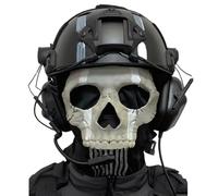 LZAQHMT Set Casco Tattico Ghost Skull Con Cuffie Comunicazione Maschera Integrale Skull - Kit Completo Per Cosplay Airsoft Per Giochi Ruolo Paintball E Halloween