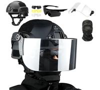 LZAQHMT Set Casco Tattico Mich Casco da Softair Regolabile con Visiera Trasparente E Maschera Integrale per Caccia E Wargame All'aperto
