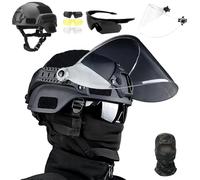 LZAQHMT Set Casco Tattico Mich Casco da Softair Regolabile con Visiera Trasparente E Maschera Integrale per Caccia E Wargame All'aperto