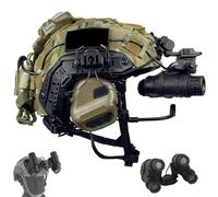 LZAQHMT Set Casco Tattico PJ Fast Airsoft - Modello GPNVG-18 Per Visione Notturna Con Supporto NVG L4G24, Cuffia, Luce Di Segnalazione E Tasca Per Contrappeso(COYOTE BROWN)