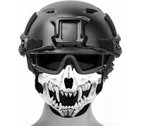 LZAQHMT Set Casco Tattico Softair Set Protezione Integrale Per Il Viso Con Mezza Maschera Forma Teschio Occhiali Protettivi In 3 Colori Per Halloween, Cosplay, WarGame(WHITE)