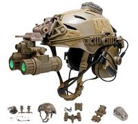 LZAQHMT Set Casco Wendy Airsoft Con Visore Notturno, Luce Di Segnalazione, Cuffia Tattica E Supporto NVG L4G24 Per Caccia All'aperto, Tiro, Giochi Di Guerra E Accessori Per Cosplay(TAN)