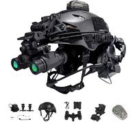 LZAQHMT Set Casco Wendy Airsoft Con Visore Notturno, Luce Di Segnalazione, Cuffia Tattica E Supporto NVG L4G24 Per Caccia All'aperto, Tiro, Giochi Di Guerra E Accessori Per Cosplay(BLACK)