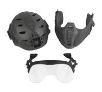 LZAQHMT Set Completo Di Protezione Per Casco Tactical 3.0 Wendy - Occhiali Flip, Paraorecchie, Paradenti Per Attrezzatura Allenamento Per Paintball, Softair E Altro(WOLF GREY)
