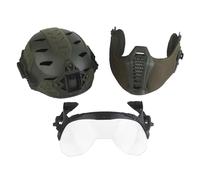 LZAQHMT Set Completo Di Protezione Per Casco Tactical 3.0 Wendy - Occhiali Flip, Paraorecchie, Paradenti Per Attrezzatura Allenamento Per Paintball, Softair E Altro(RANGER GREEN)