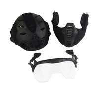 LZAQHMT Set Completo Di Protezione Per Casco Tactical 3.0 Wendy - Occhiali Flip, Paraorecchie, Paradenti Per Attrezzatura Allenamento Per Paintball, Softair E Altro(MCBK)