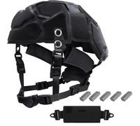 LZAQHMT Sistema di Sospensione per Casco Tattico con Sottogola E Tasca per Contrappeso - Kit di Ritenzione Regolabile Tramite Rotella per Set di Imbottiture Interne Fast Mich(BK)