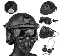 LZAQHMT Tactical Fast Helmet Set, Adjustable Mask, Goggles, Airsoft Non-noise-canceling Communication Headset, For Outdoor Hunting Shooting Paintball Gear