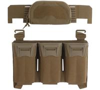 LZAQHMT Targhetta Tattica Frontale con Tripla Tasca Porta Caricatori Multi-Calibro - Tasca Portaoggetti Compatta di Secondo Strato per Plate Carrier, Caccia, Paintball E Attrezzatura CS(Tan)