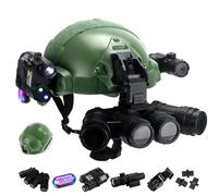LZAQHMT Veloce Tattico Casco Bambini Set Modello Con Visore Notturno Quattro Occhi, Torcia Multifunzionale Casco Softair Bambini for Caccia CS Cosplay Equipaggiamento(RG)