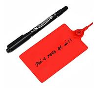 Lzbignun 100 Etichette di plastica impermeabili Etichette di spedizione Grandi fascette su etichetta Etichette di plastica scrivibili da appendere Sigilli antimanomissione con 1 pennarello, rosso