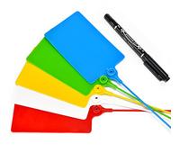 Lzbignun 100 etichette in plastica impermeabili per spedizioni, etichette con chiusura lampo, etichette di sicurezza, grandi etichette vuote, scrivibili, etichette da appendere, con 1 pennarello (5