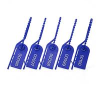Lzbignun 100 guarnizioni di sicurezza in plastica numerate a prova di manomissione, linguette di sicurezza, con chiusura a strappo, per estintore (blu)