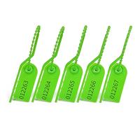 Lzbignun 100 guarnizioni di sicurezza in plastica numerate, fascette anti-manomissione, etichette di sicurezza infrangibili, per estintori, kit di primo soccorso (verde)