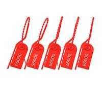 Lzbignun 100 guarnizioni in plastica per estintore, fascette numerate con zip, etichette di sicurezza, linguetta di sicurezza per kit di primo soccorso, borsa (rosso)