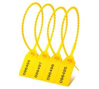 Lzbignun 100 sigilli di manomissione in plastica con chiusure lampo numerate per estintori, etichette di sicurezza con chiusura a strappo, linguette di sicurezza autobloccanti monouso (Giallo)